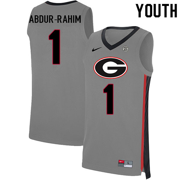 Youth #1 Jabri Abdur-Rahim Georgia Bulldogs College Basketball Jerseys Sale-Gray - Click Image to Close